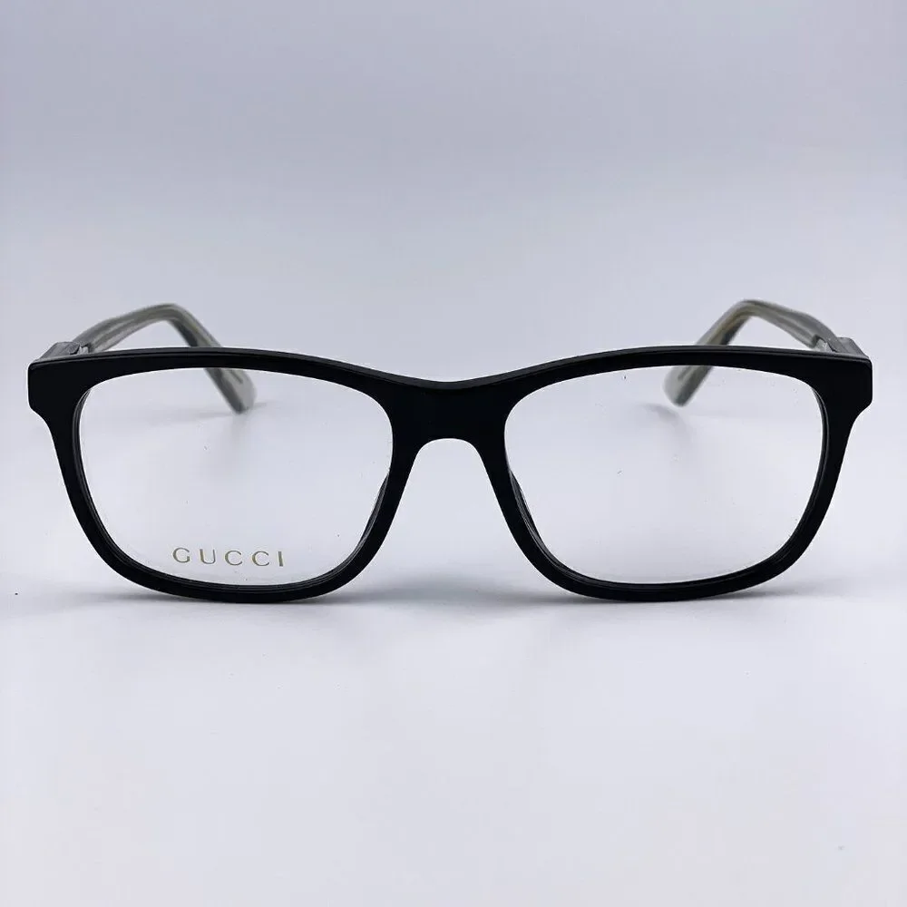 NEW GUCCI GG0490O 005 Black Transparent Square Men Eyeglasses